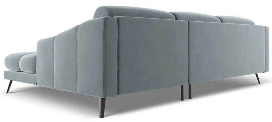 Светлосин кадифен ъглов диван (десен ъгъл) Nalu – Makamii