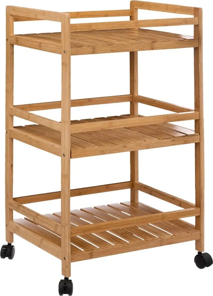 Кухненска количка 5five Linha, Средна, Бамбук, 3 нива