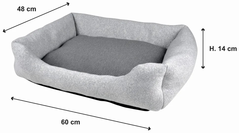 Светлосиво легло за домашни любимци 60x48 cm Graphene – Love Story
