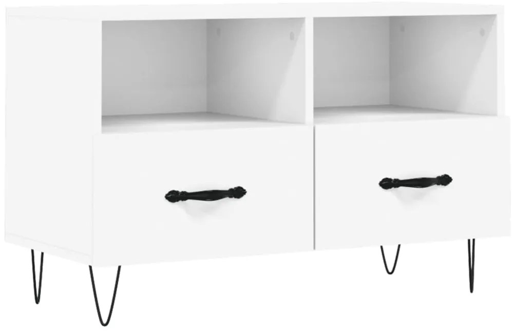 828964 vidaXL ТВ шкаф, бял, 80x36x50 см, инженерно дърво