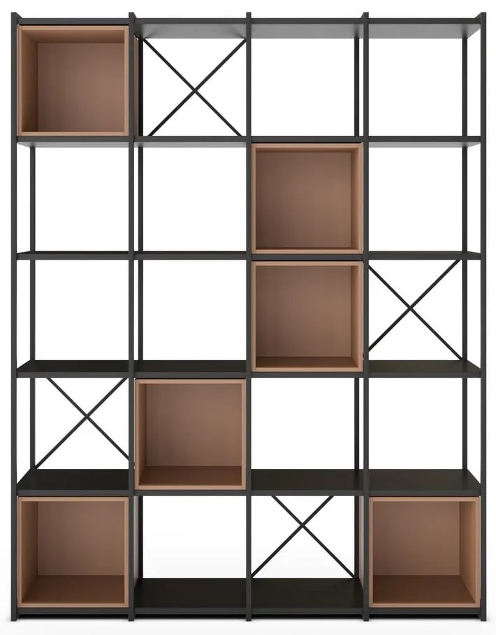 Библиотека в черен и тухлен цвят 140x179 cm Anya – Marckeric