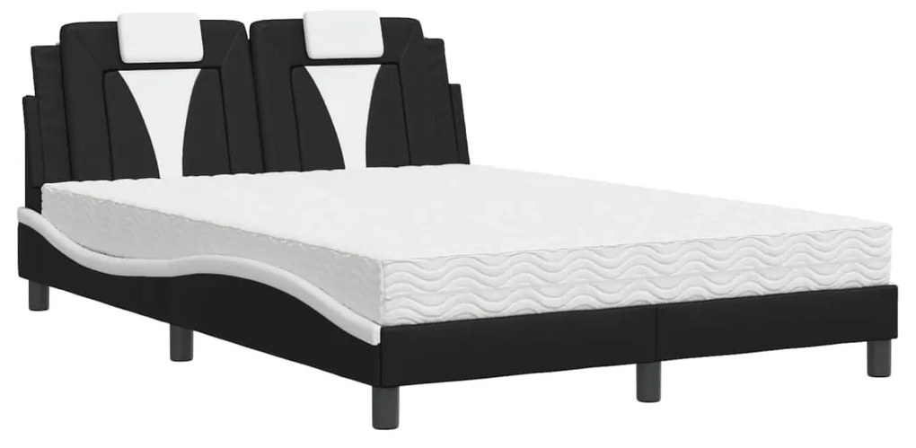 3208794 vidaXL Легло Viana без матрак, черно и бяло, 140x190 см изкуствена кожа