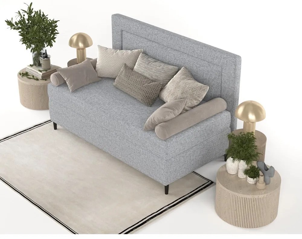 Сиво тапицирано единично легло 100x200 cm Alba – Maison de Rêve