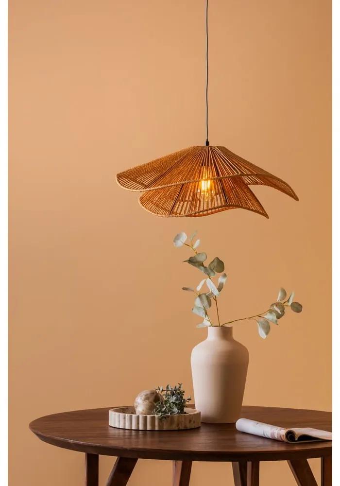 Висяща лампа в златист цвят с абажур от хартиена тъкан ø 60 cm Sombra - Leitmotiv