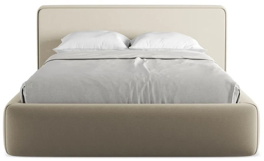 Бежово двойно тапицирано легло с място за съхранение и включена подматрачна рамка 140x200 cm Kiana – Makamii