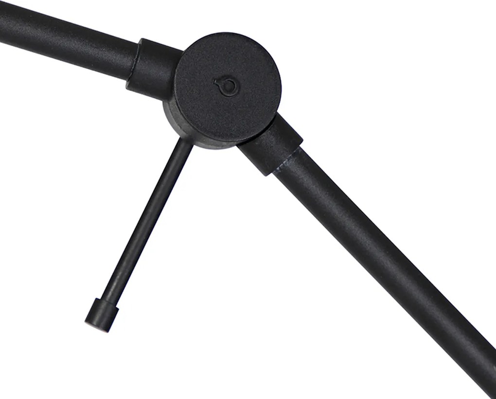 Регулируема черна подова лампа с бежов плюшен абажур 50 см - Editor