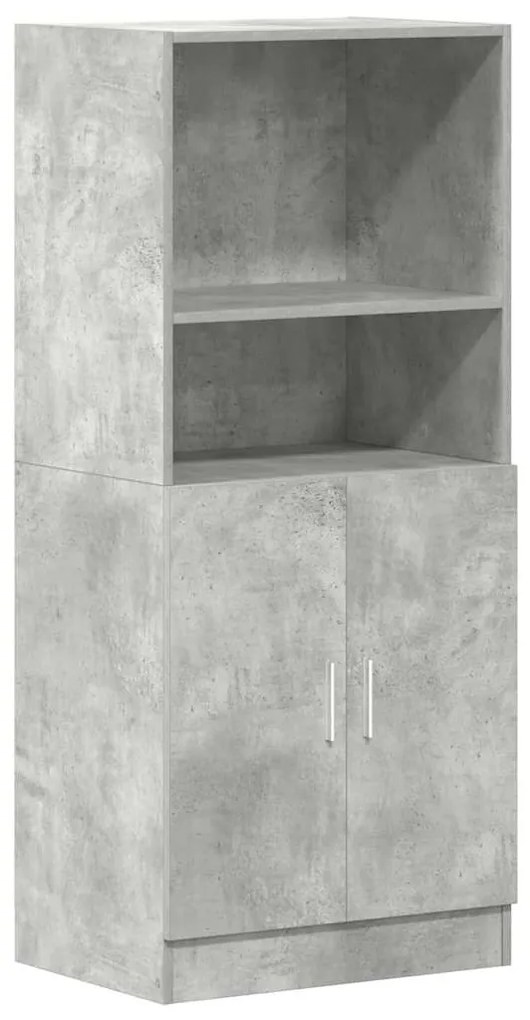 860124 vidaXL Кухненски шкаф, бетонно сив, 57x41,5x131,5 см, инженерно дърво