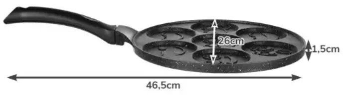Тиган за мини палачинки Ruhhy, 7 смешни лица, Емотиконки, Диаметър 26 см, Диаметър на формата 6.5 см