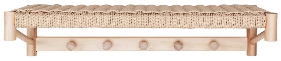 Стенна закачалка от тополова дървесина в естествен цвят с рафт Abano - House Nordic