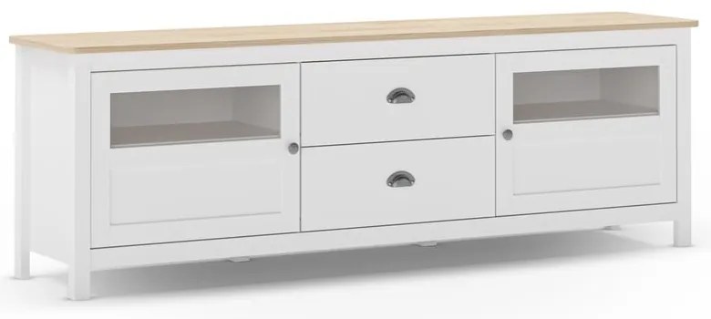 Бяла маса за телевизор от масивен бор 180x59 cm Misti – Marckeric