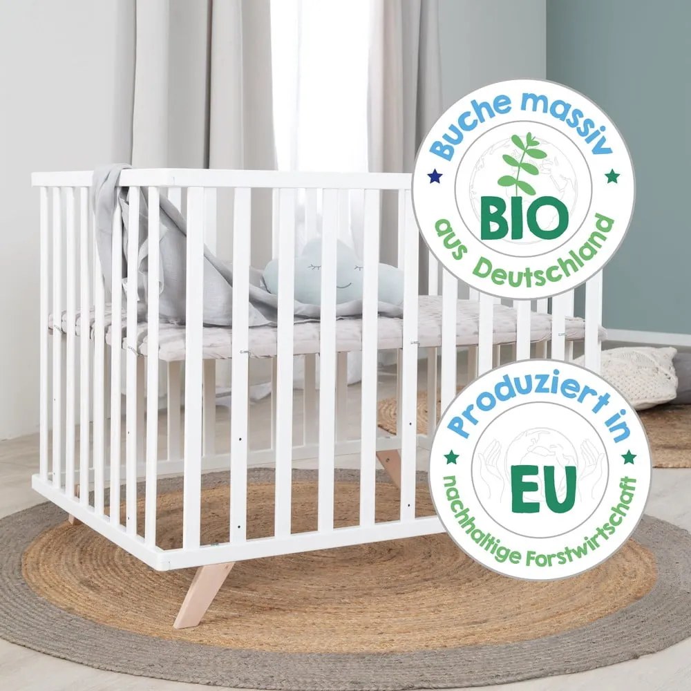 Кошара за игра от масивен бук с регулируема височина 75x100 cm в естествен цвят Lil Planet – Roba