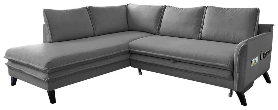Сив ъглов разтегателен диван ляв ъгъл, Charming Charlie - Miuform
