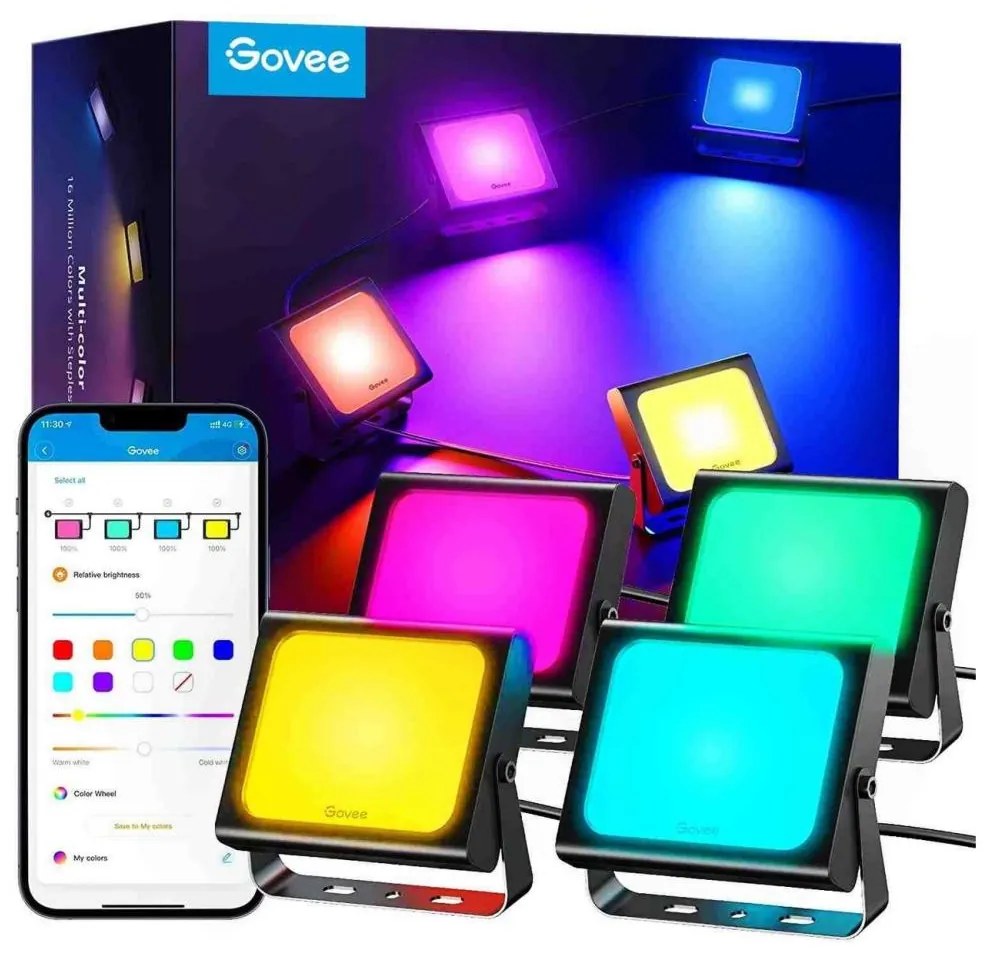 Govee - К-кт 4x Прожектори за осветление на открито SMART LED лампи Wi-Fi IP66