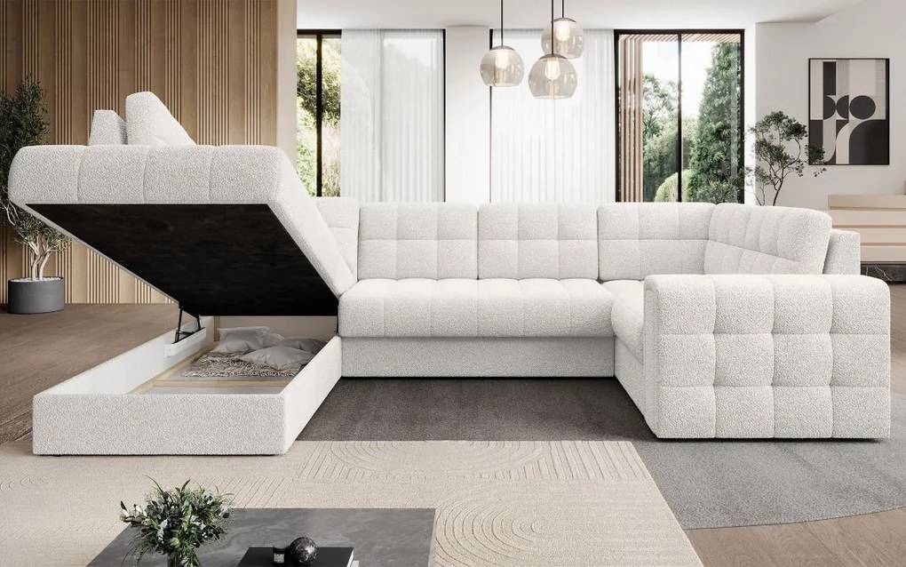 Ъглов диван Bale U-Бяло-Ляв