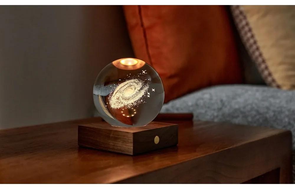 Тъмнокафява настолна лампа със стъклен абажур (височина 12 см) Amber - Gingko