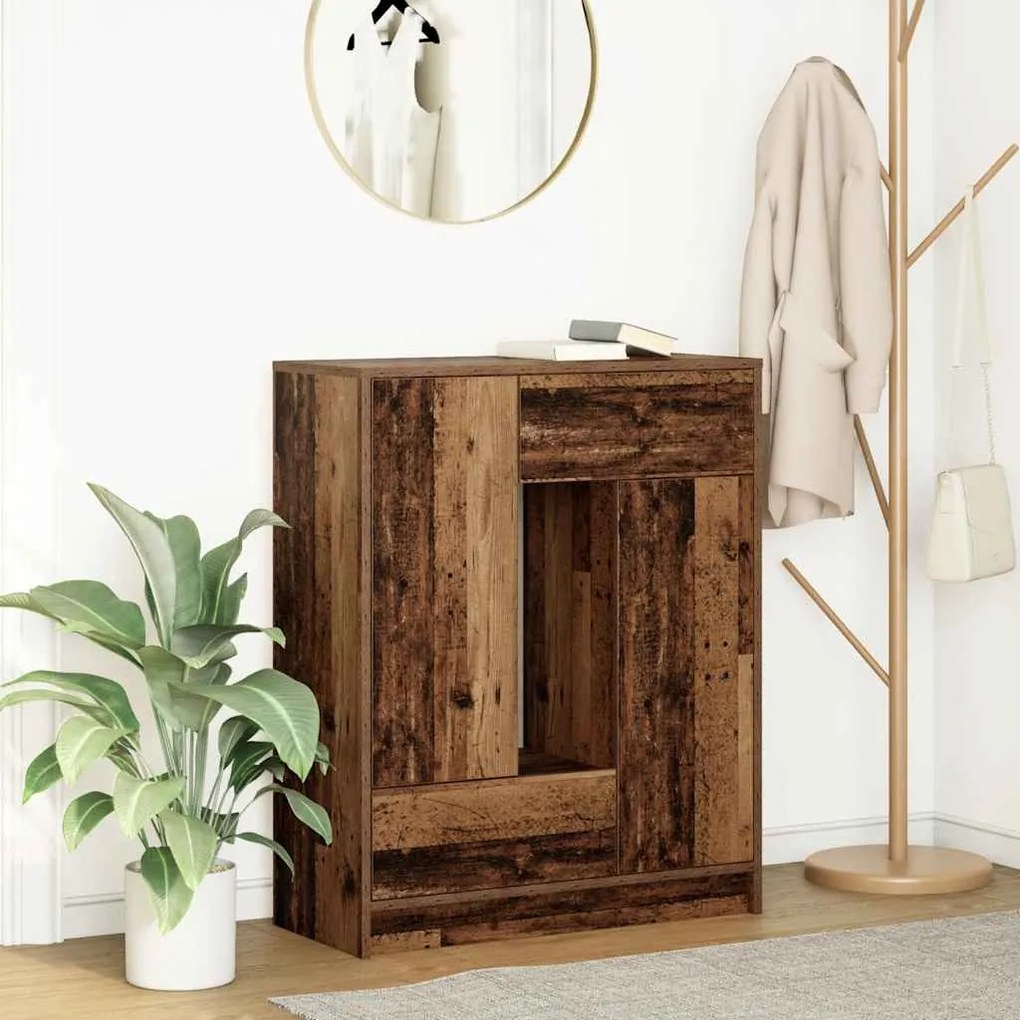Sonata H Бюфет с чекмеджета и вратички, старо дърво, 73x31x90 см