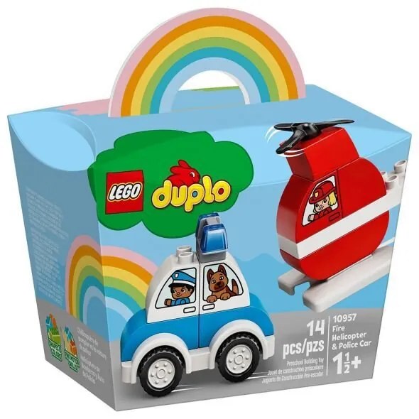 Конструктор LEGO DUPLO - Пожарникарски хеликоптер и полицейска кола - 10957