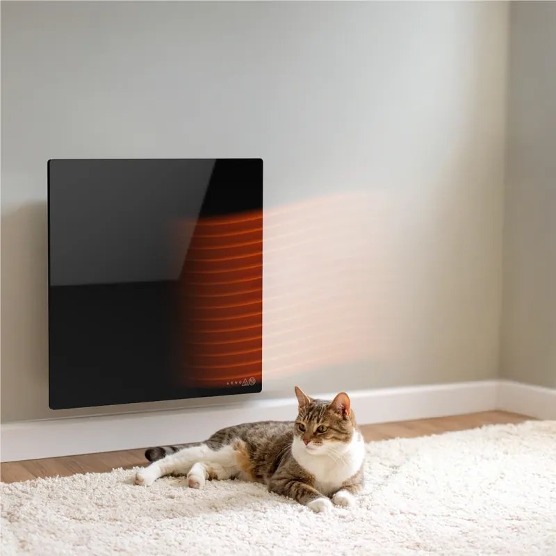 Електрически инфрачервен конвектор AENO AGH0012S, 500W, 12 м2, LED, Мобилно управление, Wi-Fi, Сензори за наклон и падане, IP24, Черен