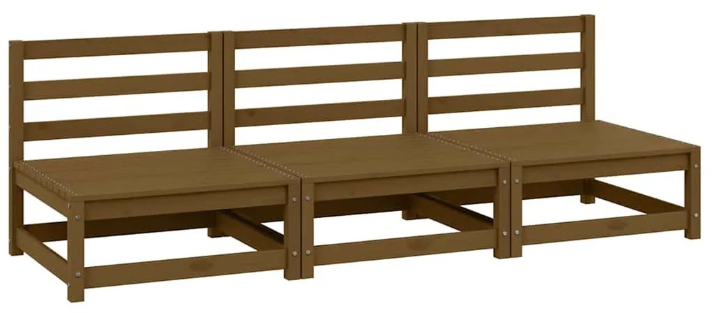 805688 vidaXL Градински средни дивани, 3 бр, меденокафяви, бор масив