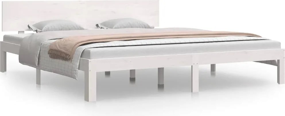 810511 vidaXL Рамка за легло, бяла, дърво масив, 180x200 cм, Super King