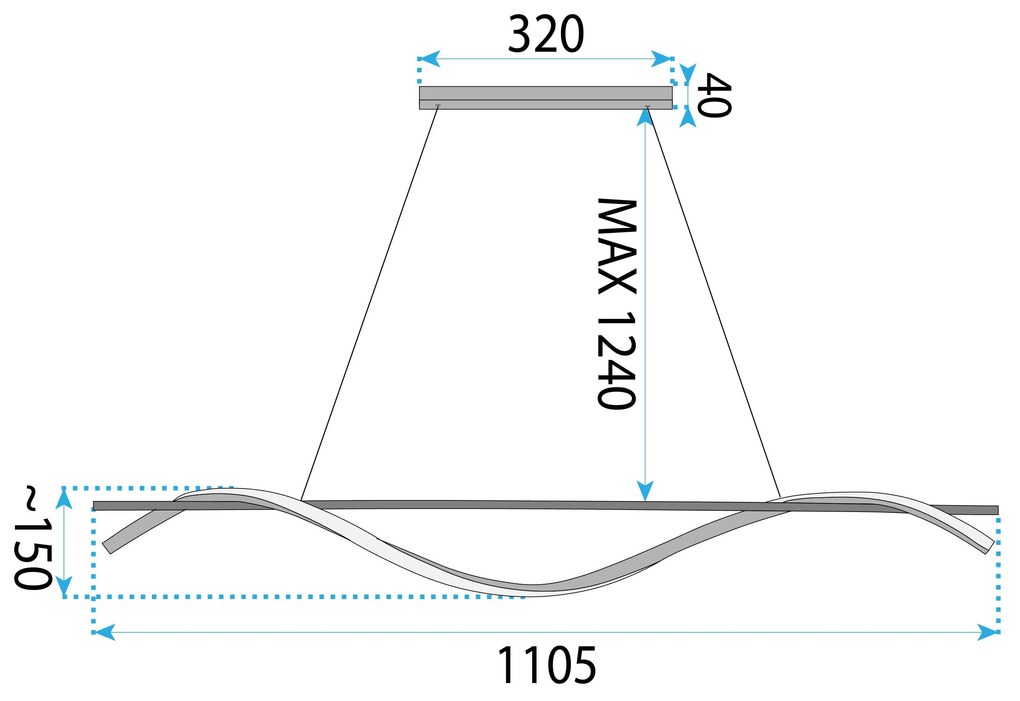 Suspension LHJ019-CP 120 cm NOIR