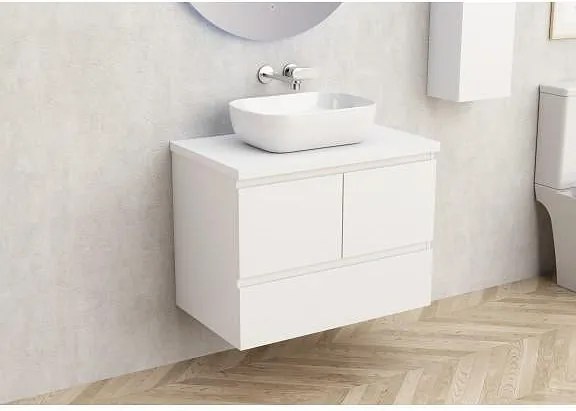 Конзолен PVC шкаф за баня BG 9048-75W + 7546-30, с бял плот, Inter Ceramic, 45х53.5х73.5см