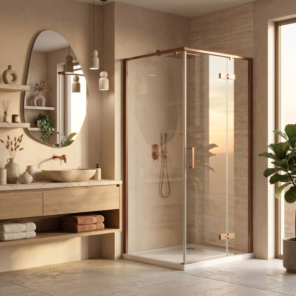 Душ кабина Rea Bruno 90x90 Brush Copper