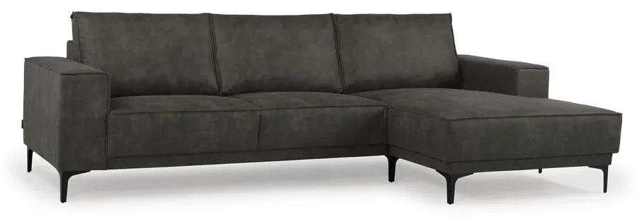 Ъглов диван в черно и сиво от изкуствена кожа (десен ъгъл) Copenhagen - Scandic