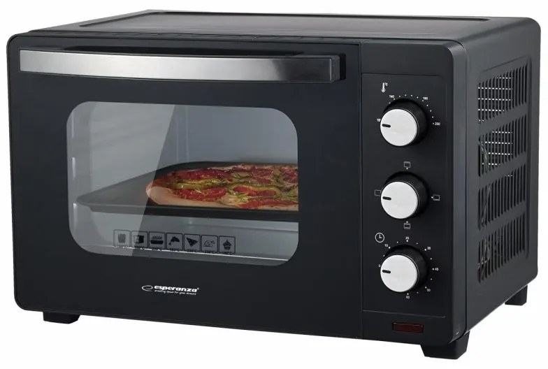 Електрическа фурна Esperanza EKO008N, 1280W, 20 л, 100-230C, Таймер 60 мин, Черен