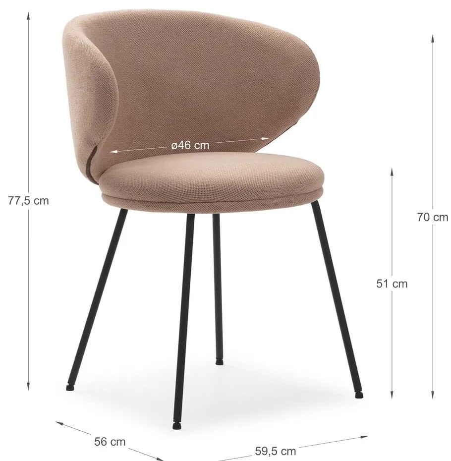 Светлорозови тапицирани трапезни столове в комплект 2 бр. Rush – Marckeric