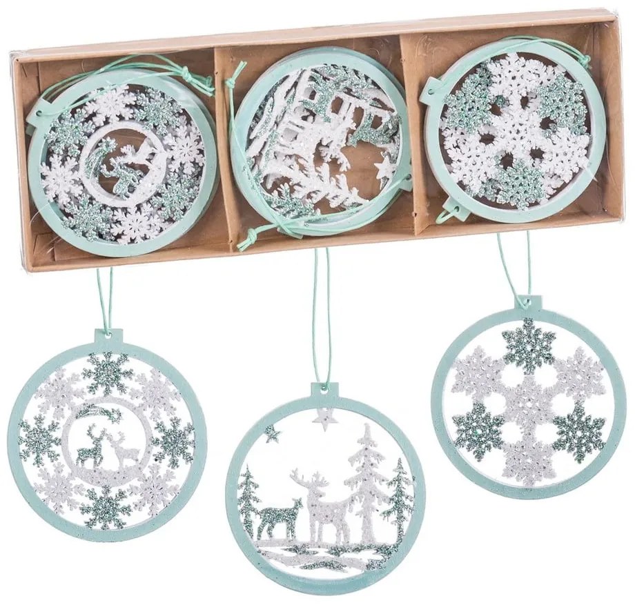 Дървени Коледни украси в комплект 6 бр. ø 8 cm – Casa Selección