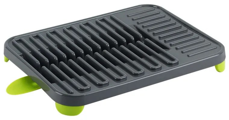 Сушилник за съдове Luigi Ferrero FR-3830P, 38x30x4.5 см, Отделения за чаши и чинии, Улей за оттичане, Сив