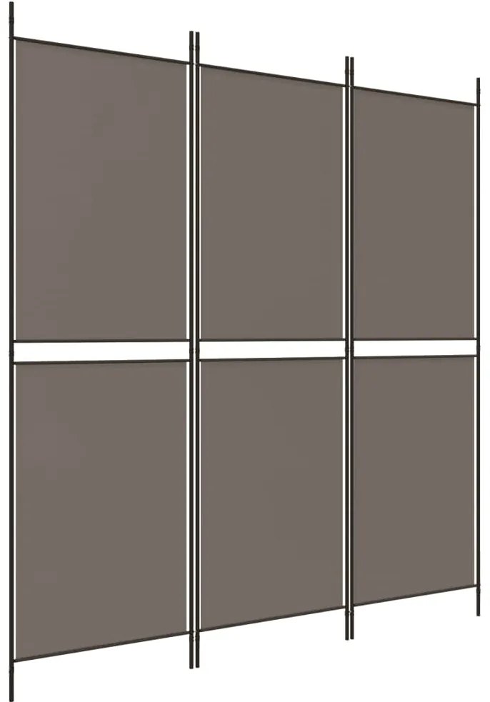 350228 vidaXL Параван за стая, 3 панела, антрацит, 150x200 cм, текстил