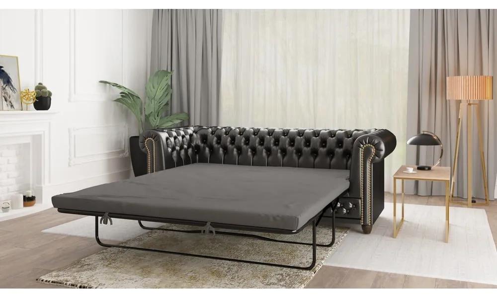Черен разтегателен диван от изкуствена кожа 203 cm York - Ropez