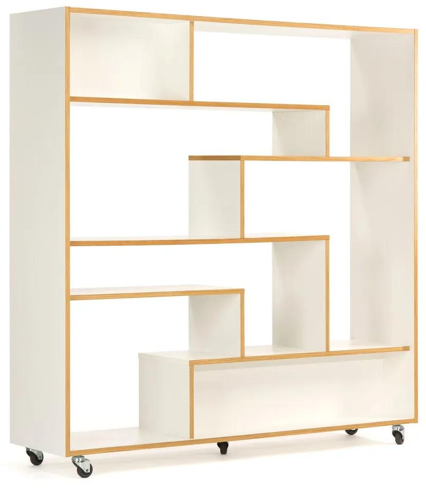 Бяла етажерка за книги с дървен ръб 140x143 cm Southbury - Woodman