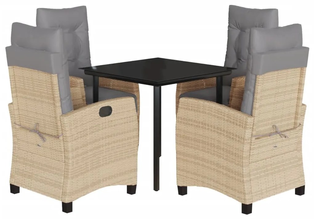 3213024 vidaXL Градински комплект с възглавници 5 части бежов микс полиратан