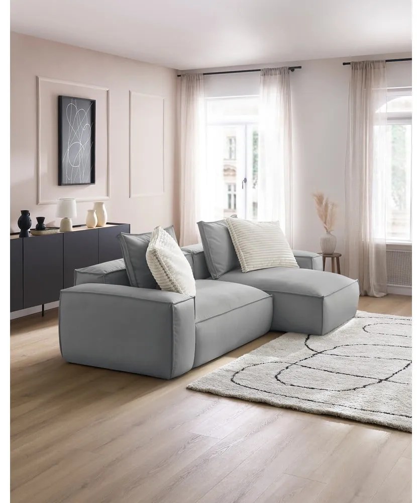 Светлосив ъглов диван от изкуствена кожа (променлив) Boheme – Bobochic Paris