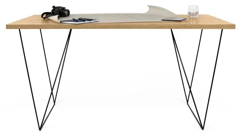 Работно бюро в декор от дъбово дърво с черни крака , 140 x 75 cm Flow - TemaHome