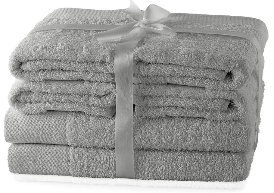 Сиви памучни хавлии и кърпи за баня в комплект от 6 бр. от тери Amari – AmeliaHome