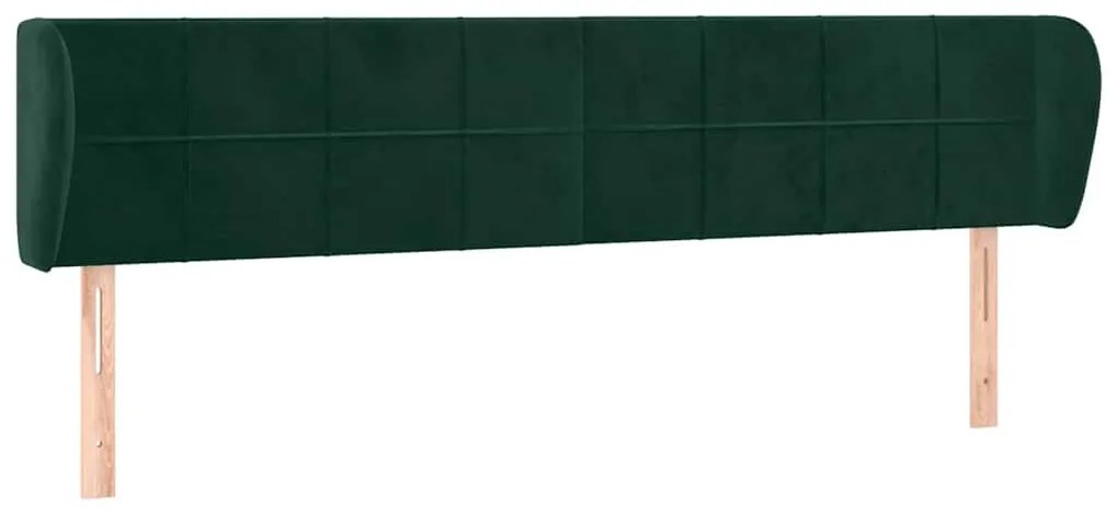 3117213 vidaXL Горна табла за легло с уши, тъмнозелена, 203x23x78/88см, кадифе