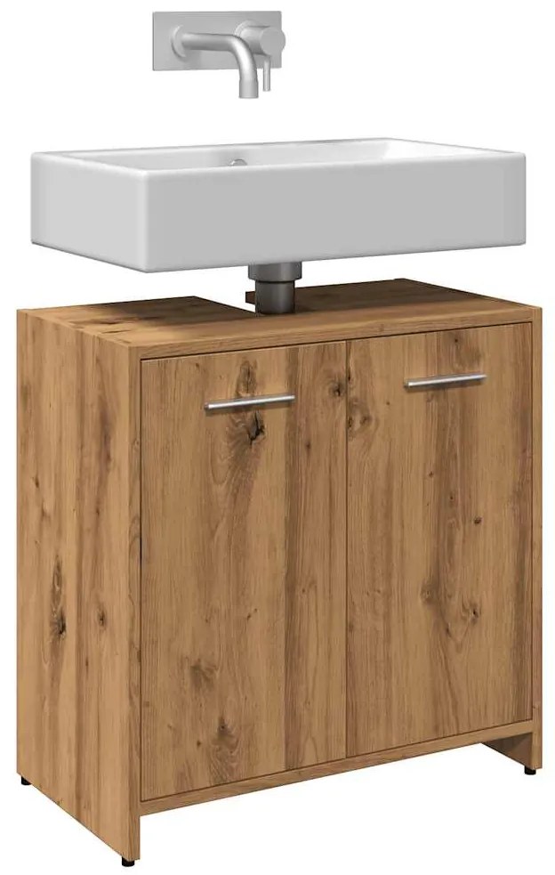 856040 vidaXL Шкаф за мивка за баня, дъб артизан, 60x33x60см, инженерно дърво