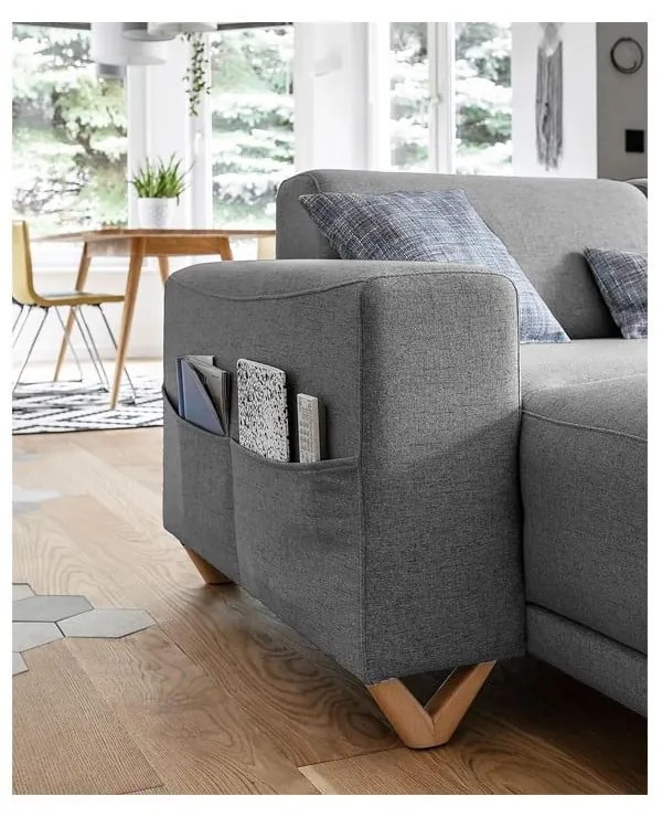 Сив разтегателен/с място за съхранение ъглов диван (десен ъгъл/U форма) Classy Sophie – Miuform