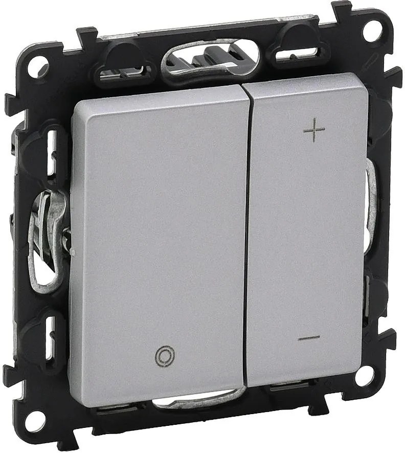 Legrand Димер бутонен R3-400W L3-400VA LED3-125VA цвят алуминий Valena Life  - 752362A