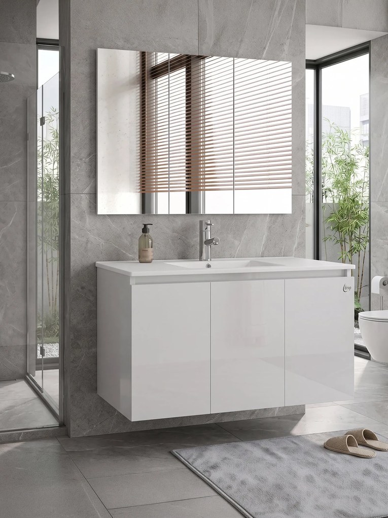 Комплект за баня Drop Verona 90 slim-Бял