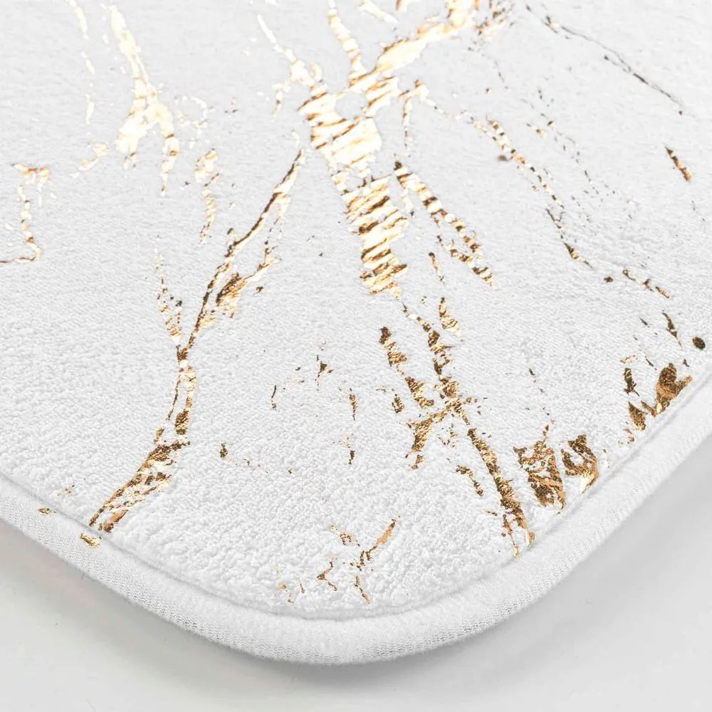 Бял/златист килим за баня 45x75 cm Aquamarbre – douceur d'intérieur
