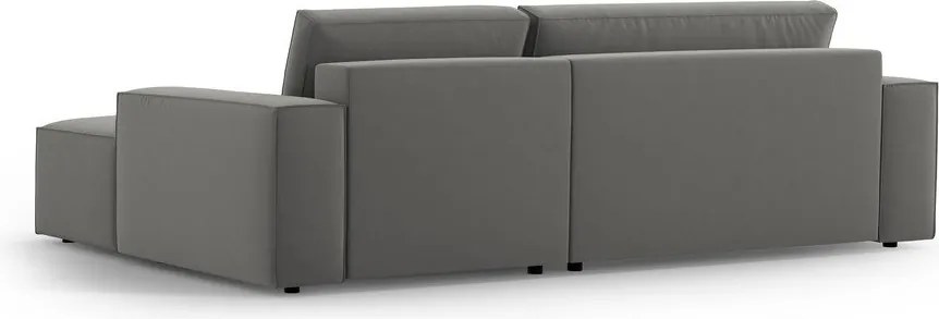 Светлосив кадифен разтегателен с място за съхранение ъглов диван (десен ъгъл) Jodie – Micadoni