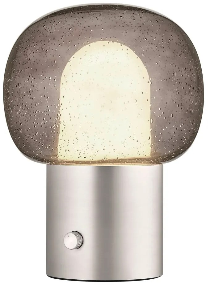 Алуминиева LED настолна лампа в сребрист цвят със стъклен абажур (височина 32 cm) Iris – Blomus