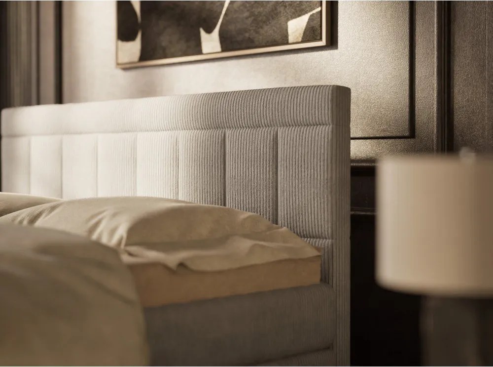 Сиво боксспринг легло 180x200 cm с място за съхранение Caya – Maison de Rêve