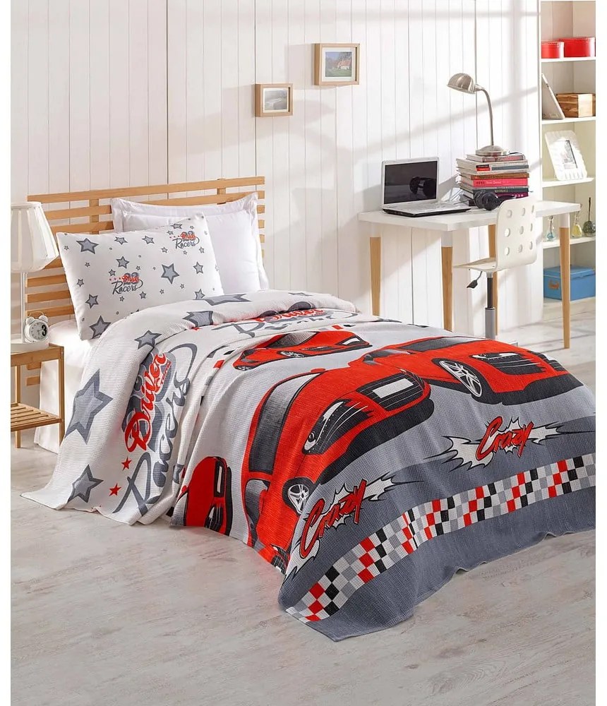 Детска памучна покривка за легло Eponj Home Cars, 160 x 235 cm Crazy - Mijolnir