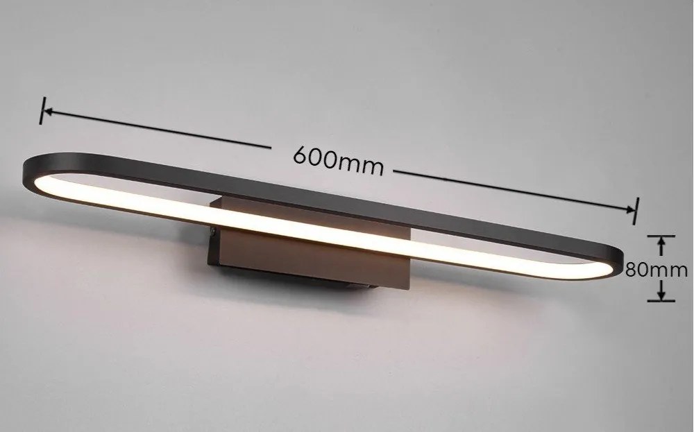 Матово черно LED осветление за стена (дължина 60 см) Gianni - Trio